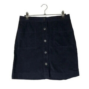 Gap Navy Blue Corduroy A-Line Button Front Mini Skirt XS